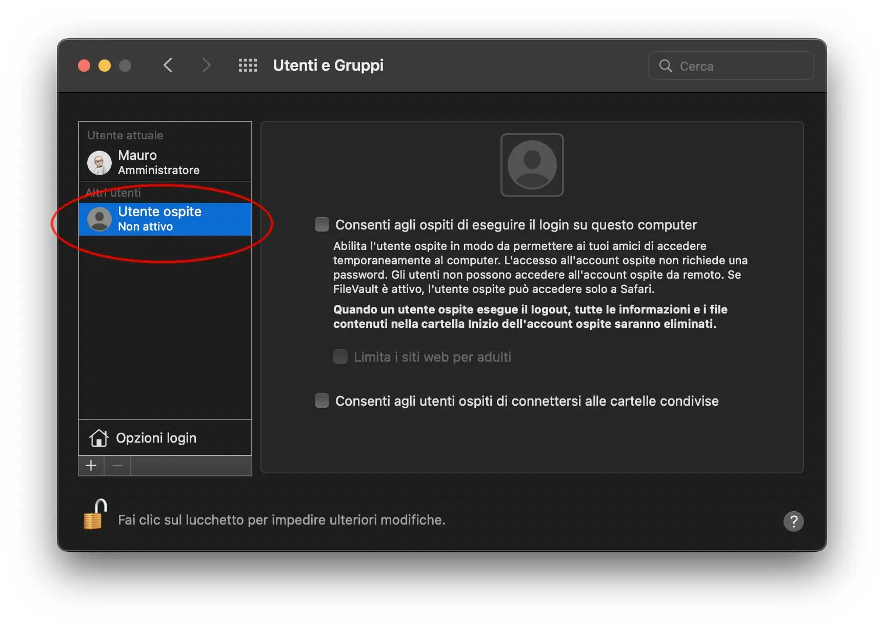 Come creare un utente ospite su Mac