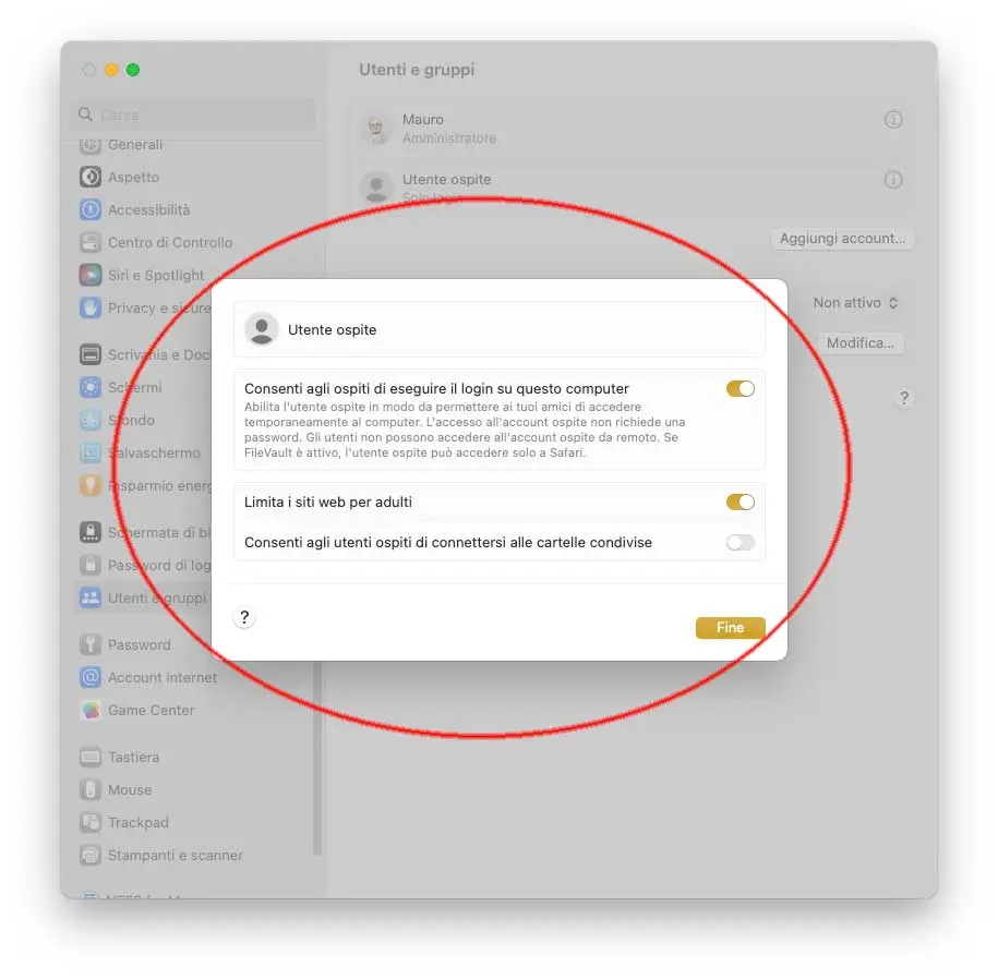 Come creare un utente ospite su Mac