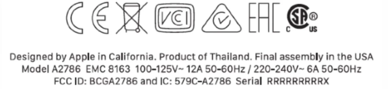 Sul Mac Pro con CPU Apple Silicon l'etichetta Prodotto in Tailandia Sul Mac Pro con CPU Apple Silicon l'etichetta Prodotto in Tailandia