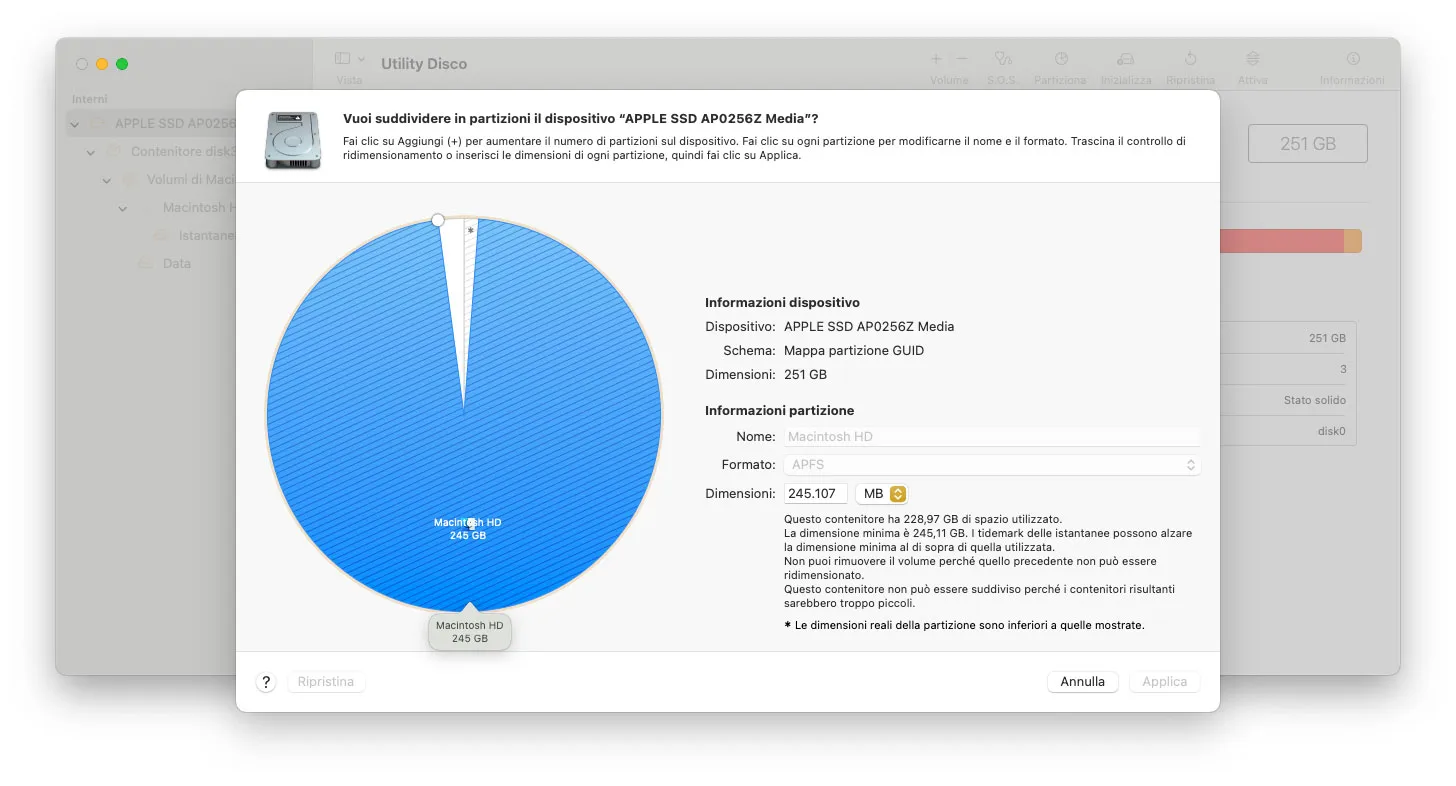 Come ridimensionare partizioni di SSD e dischi rigidi su macOS Come ridimensionare partizioni di SSD e dischi rigidi su macOS