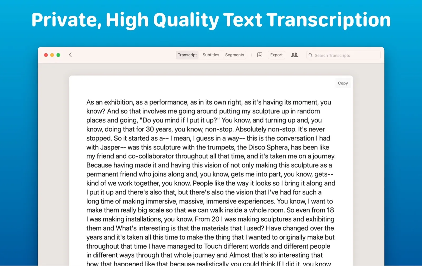 MacWhisper trasforma file audio in trascrizioni di testo come un fulmine MacWhisper trasforma file audio in trascrizioni di testo come un fulmine