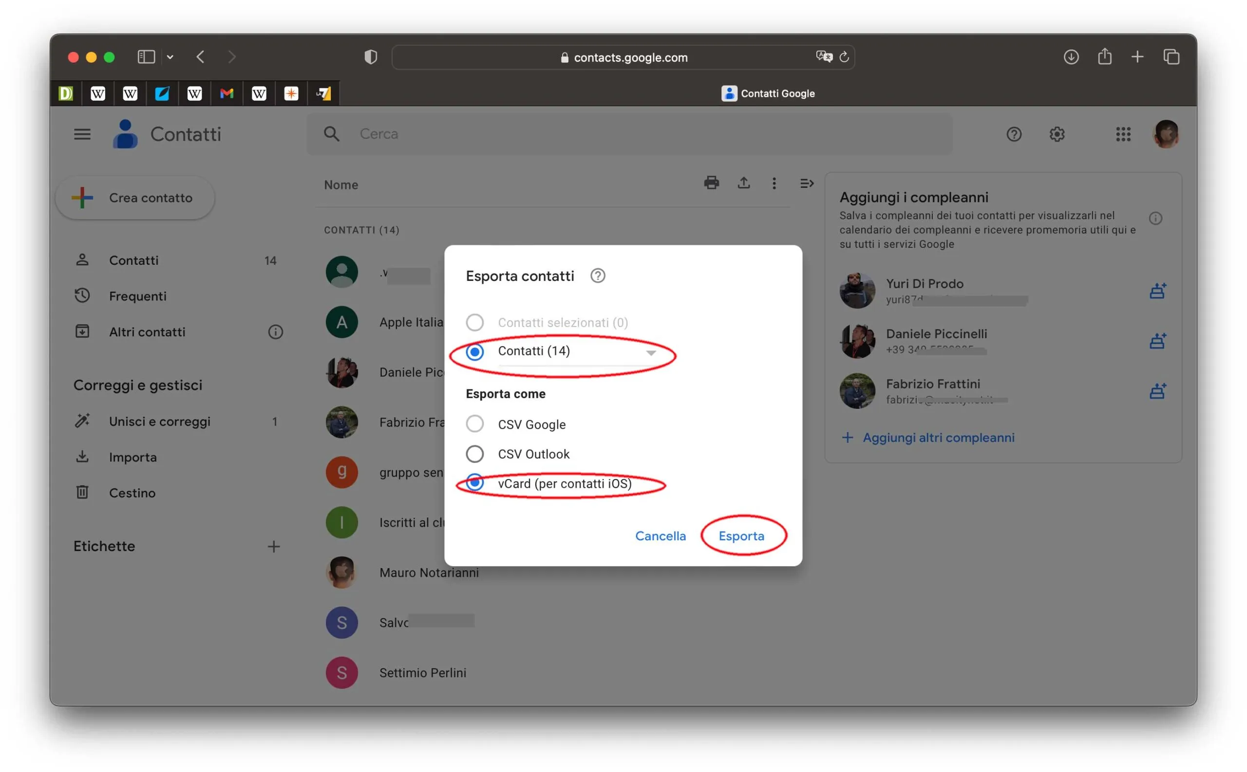 Come importare i contatti Gmail in iCloud