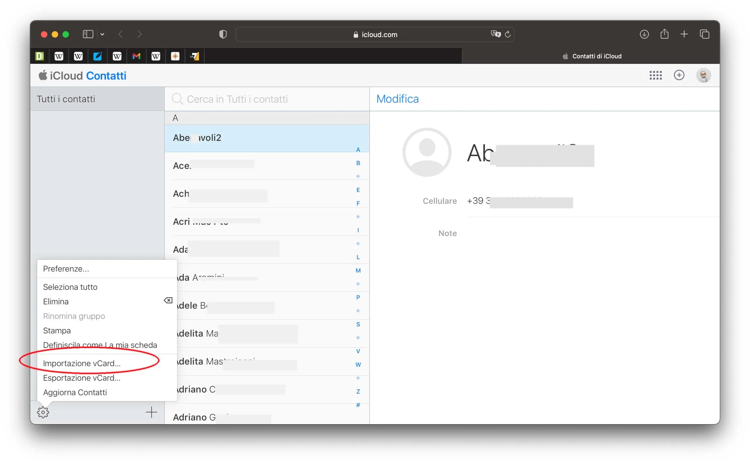 Come importare i contatti Gmail in iCloud