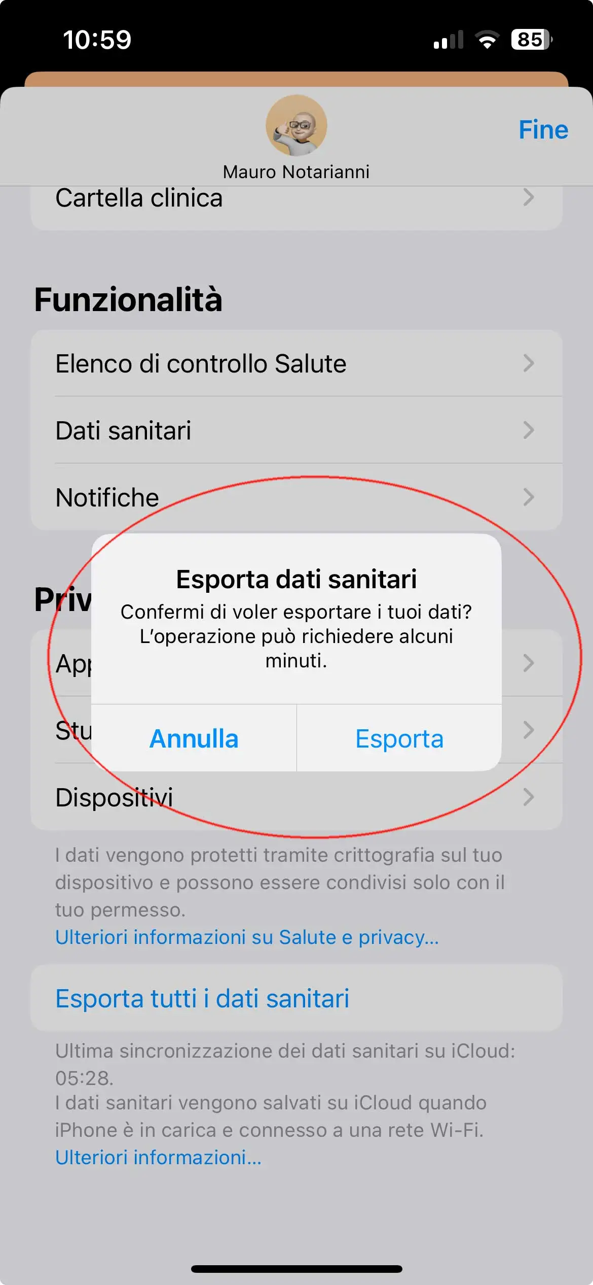 Come esportare i dati sanitari da iPhone