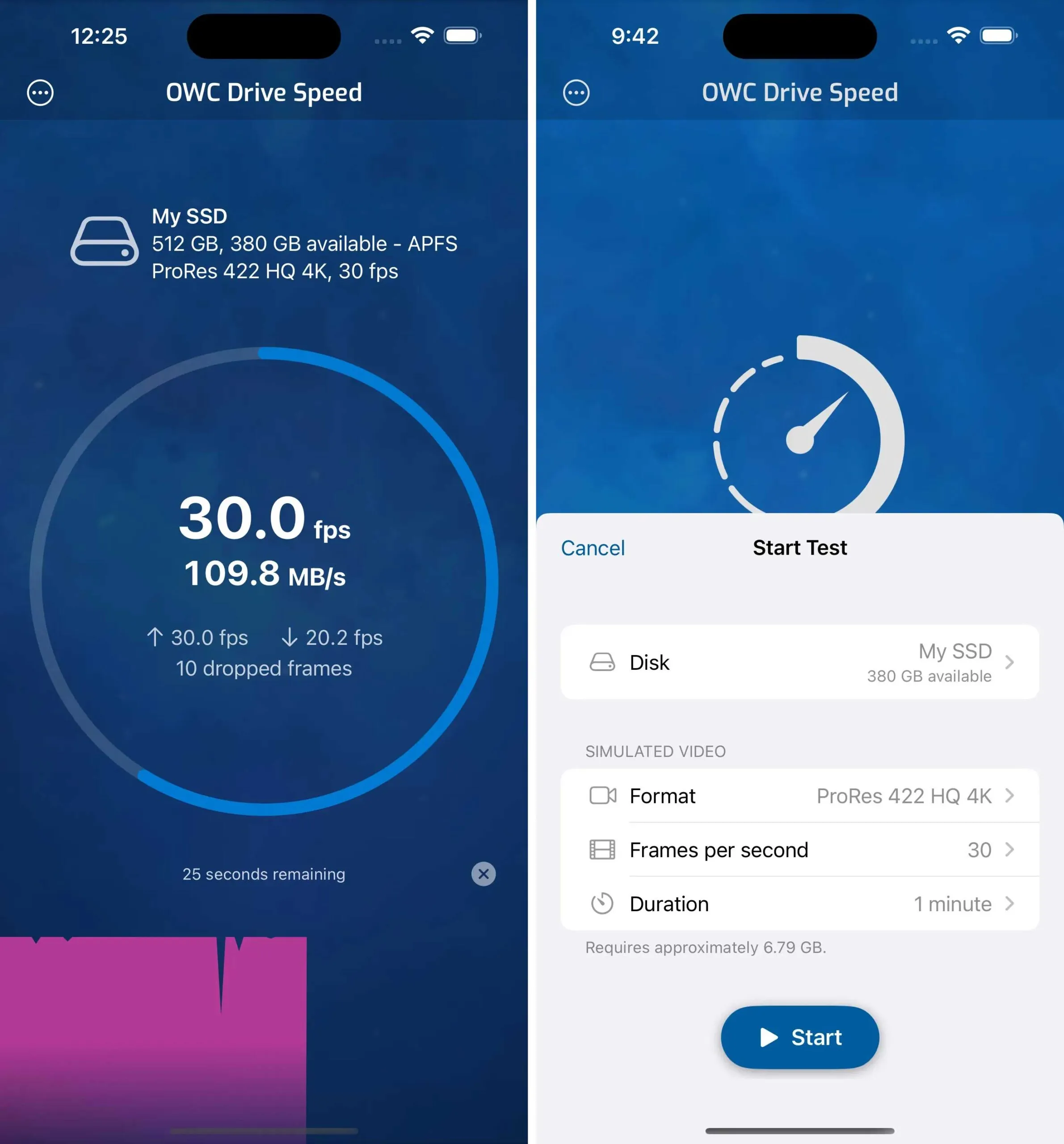 Un’app per testare velocità di registrazione video di iPhone con unità esterne Un’app per testare velocità di registrazione video di iPhone con unità esterne
