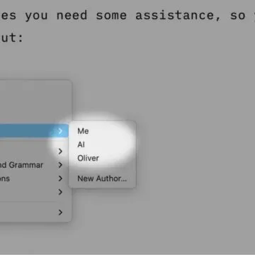 Con iA Writer 7 si dà la giusta attribuzione all’autore e alla AI