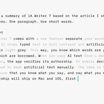 Con iA Writer 7 si dà la giusta attribuzione all’autore e alla AI
