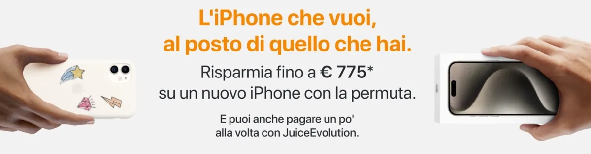 Da Juice iPhone e Apple Watch a rate, più AirPods aggiungendo 0,50€ al giorno Da Juice iPhone e Apple Watch a rate, più AirPods aggiungendo 0,50€ al giorno