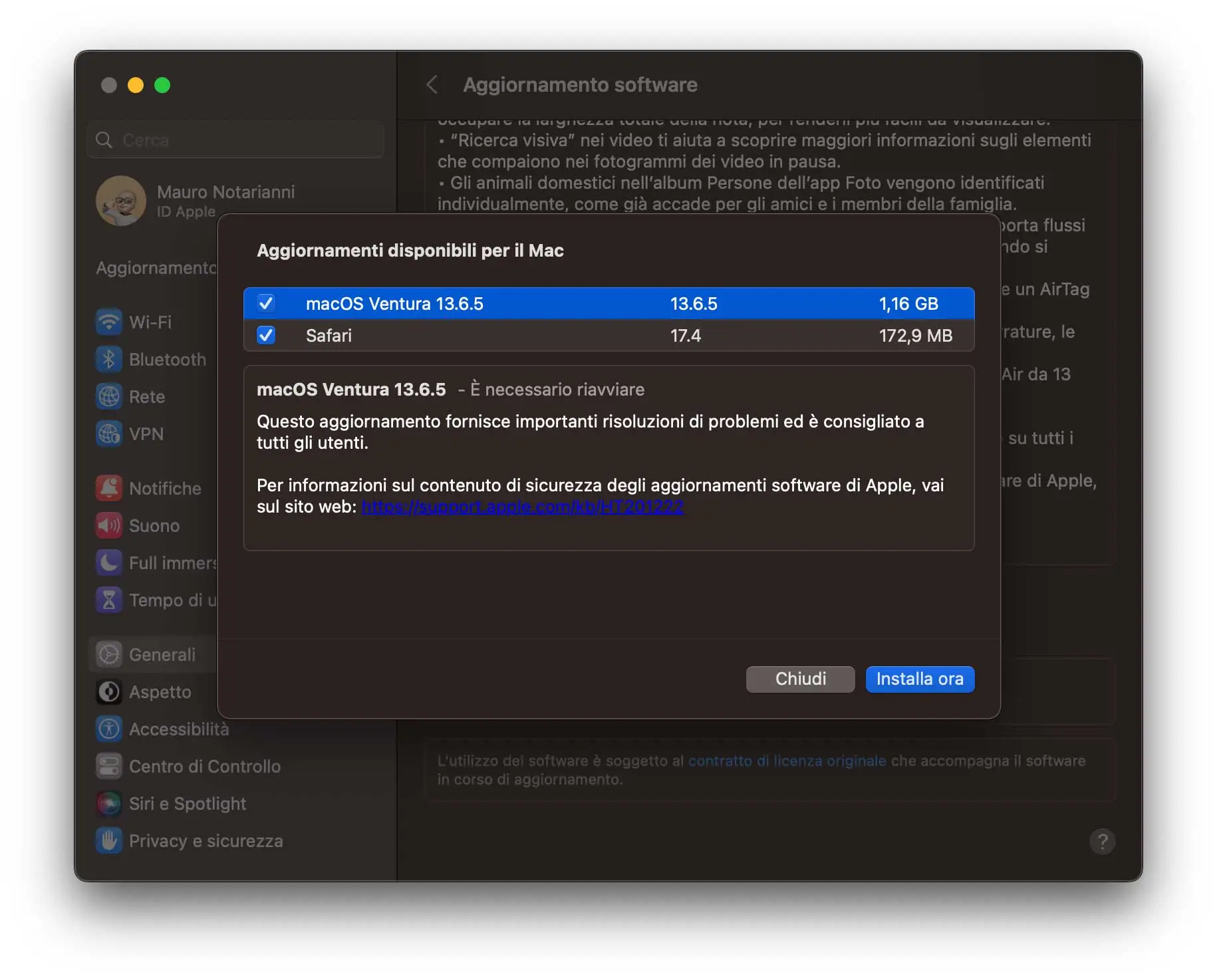 Rilasciati update a macOS Ventura 13.6.5 e macOS Monterey 12.7.4