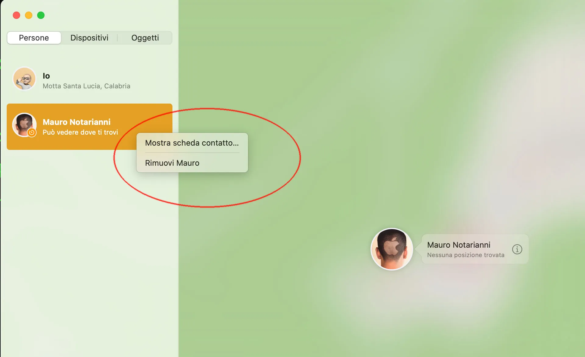 Come condividere la propria posizione con qualcuno dal Mac