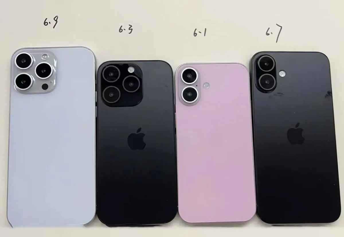 iPhone 16 tutti i modelli in sfilata a confronto in una foto