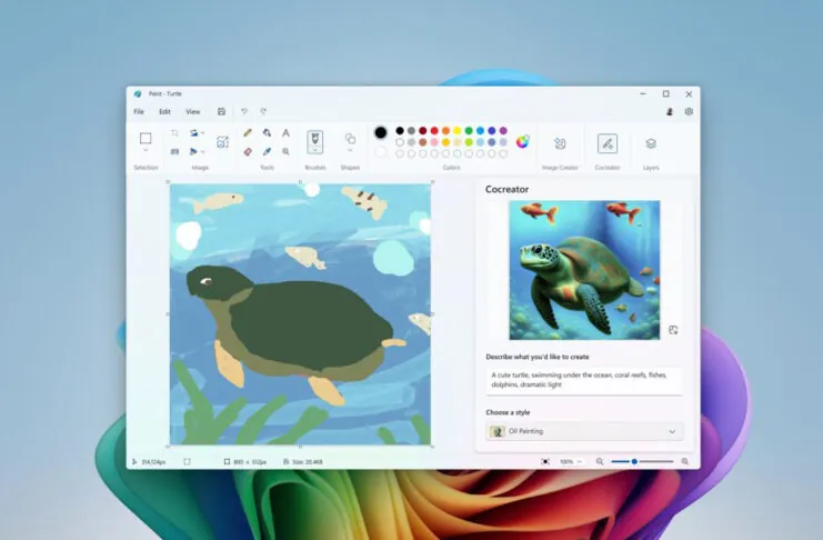Microsoft Paint per Windows con integrato generatore immagini AI
