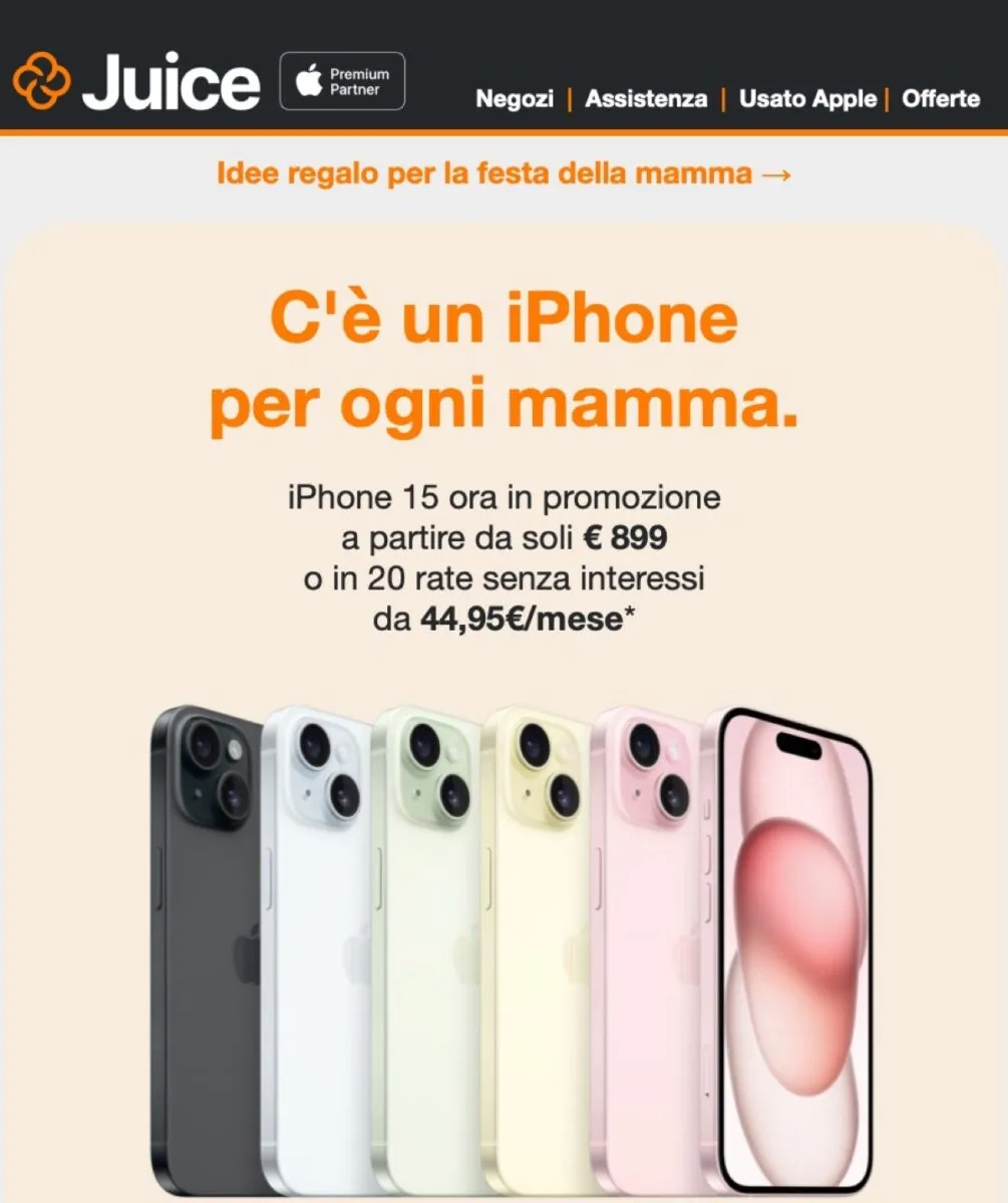 Da Juice iPhone, Apple Watch e tanti accessori in sconto per la Festa della mamma