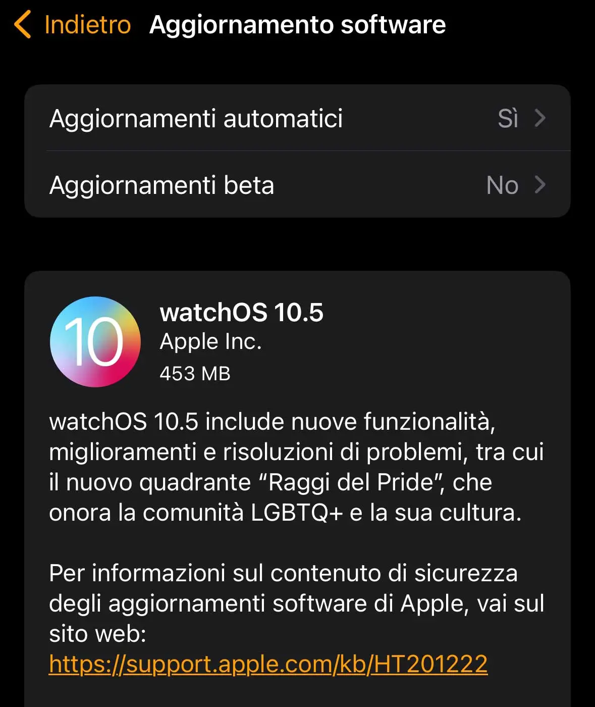 Disponibile aggiornamento a watchOS 10.5 con nuovo quadrante Pride Radiance Disponibile aggiornamento a watchOS 10.5 con nuovo quadrante Pride Radiance