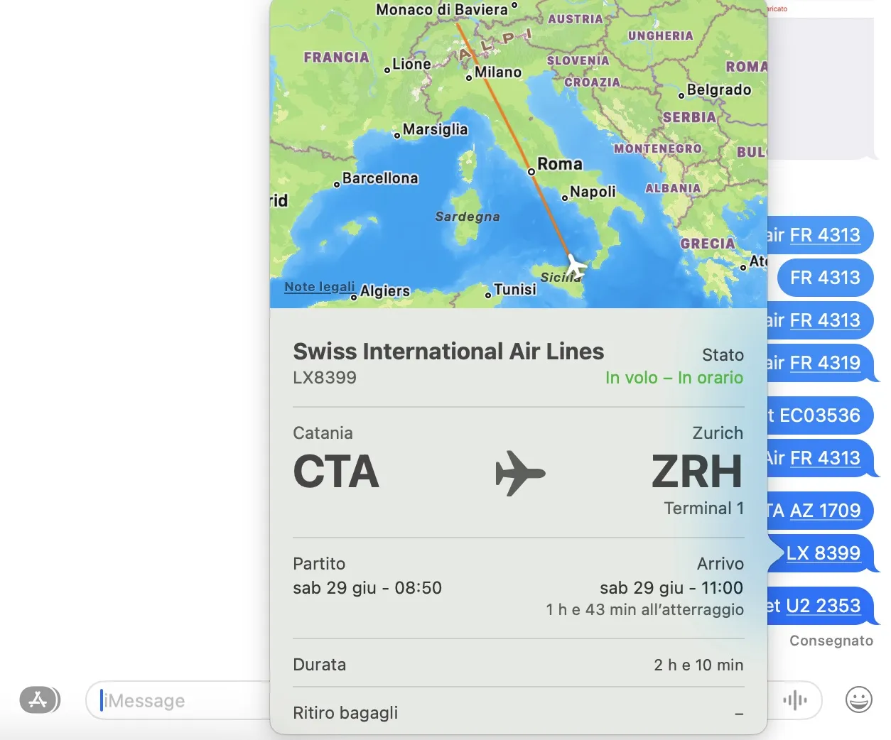 Come avere tutte le info su un volo con un solo iMessage