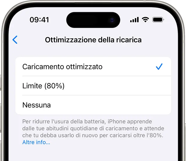 Ottimizzazione carica iPhone Ottimizzazione carica iPhone