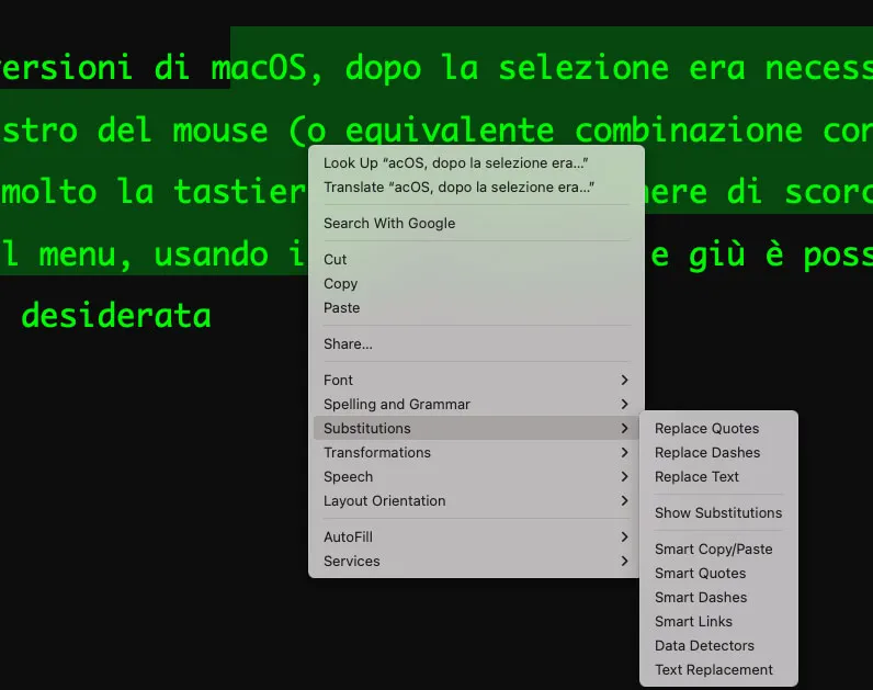 macOS Sequoia, una scorciatoia di tastiera per richiamare menu contestuale per testi e Finder macOS Sequoia, una scorciatoia di tastiera per richiamare menu contestuale per testi e Finder