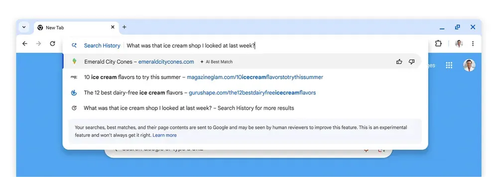Google Chrome, in arrivo lunzionalità di ricerca con l'IA nell'app desktop