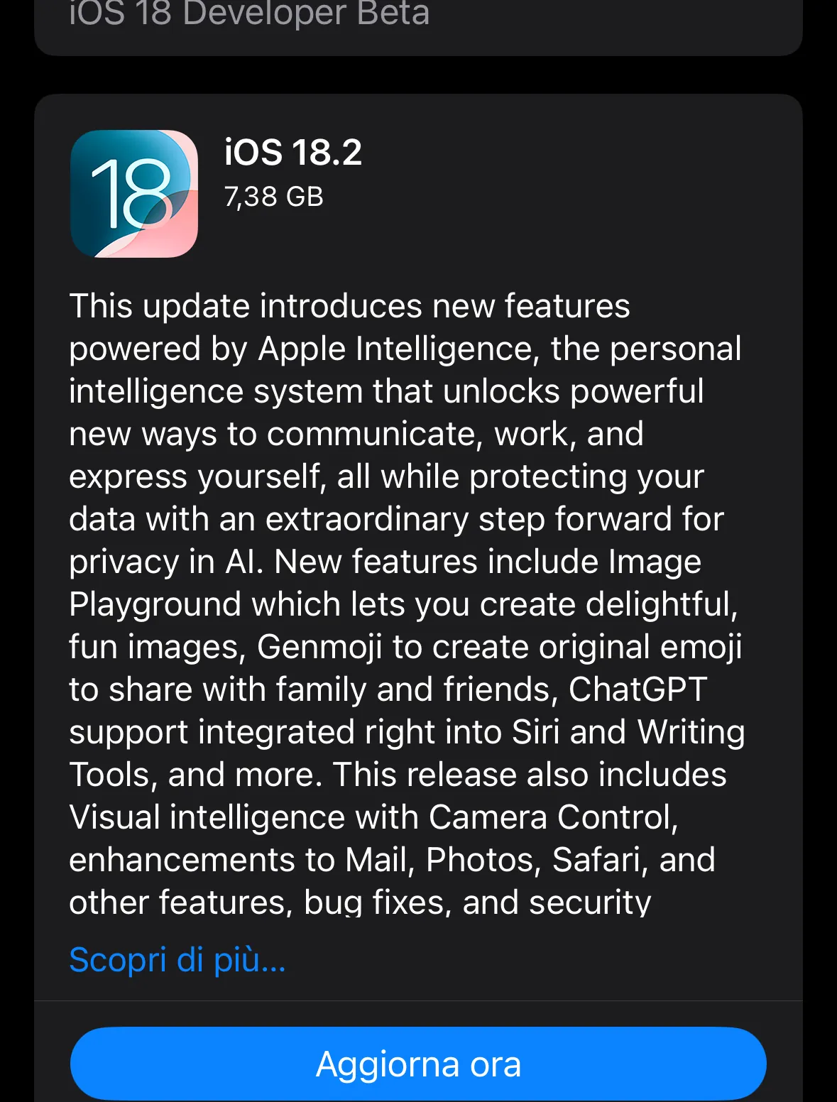 Quarta beta di iOS 18.2, iPadOS 18.2 e macOS Sequoia 15.2 agli sviluppatori - macitynet.it