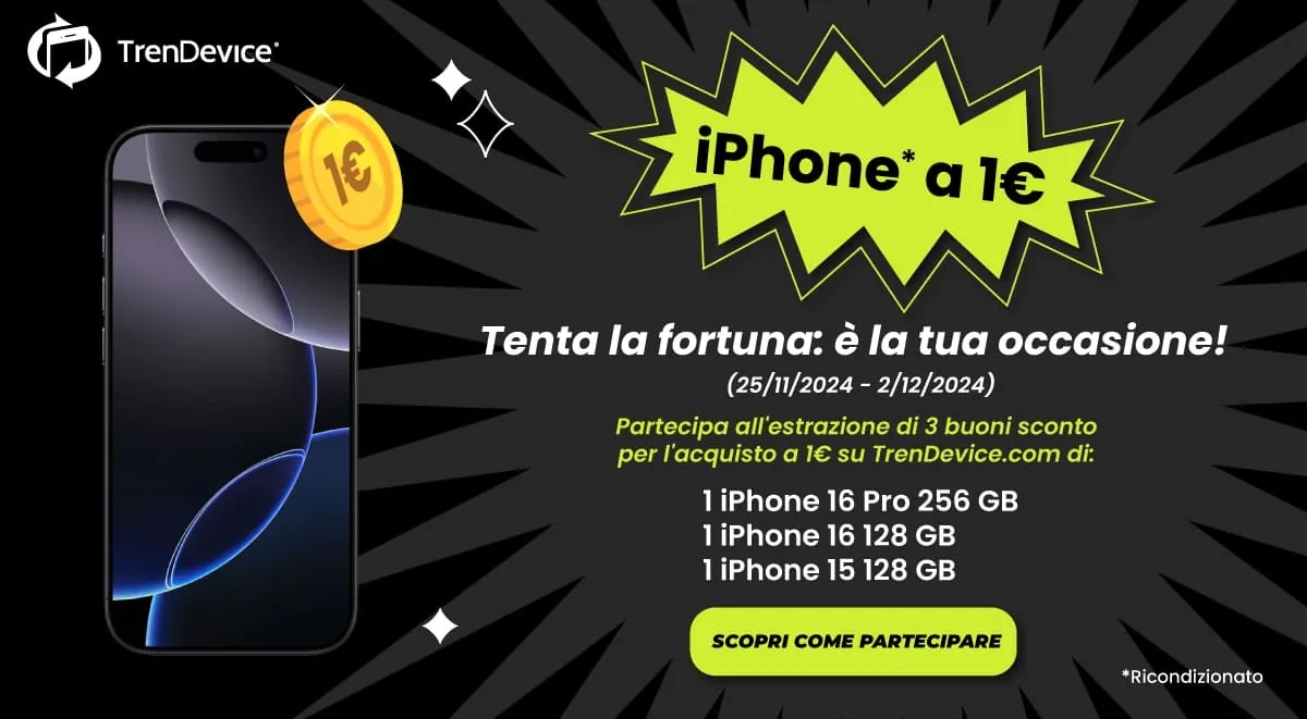 iPhone a 1€ su TrenDevice, l’occasione che aspettavi, partecipa all’operazione a premi - macitynet.it iPhone a 1€ su TrenDevice, l’occasione che aspettavi, partecipa all’operazione a premi - macitynet.it