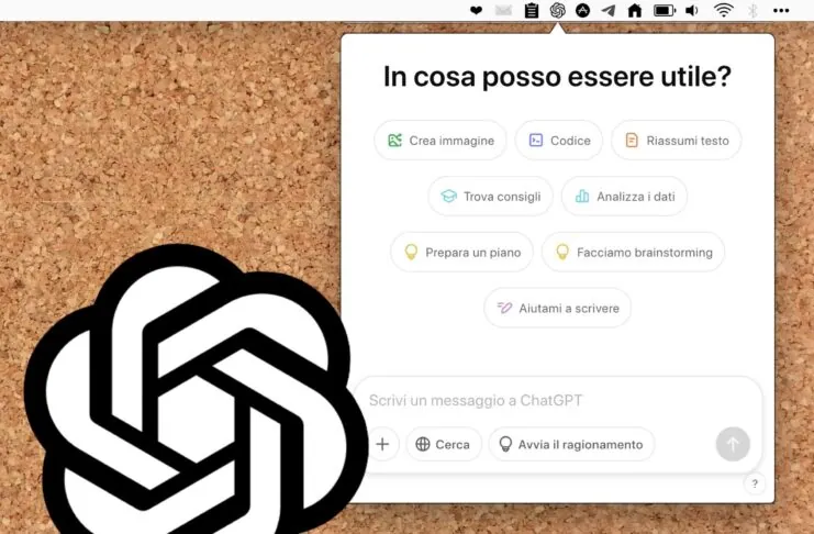 ChatGPT per Mac dalla barra dei menu, l'app che stavate aspettando