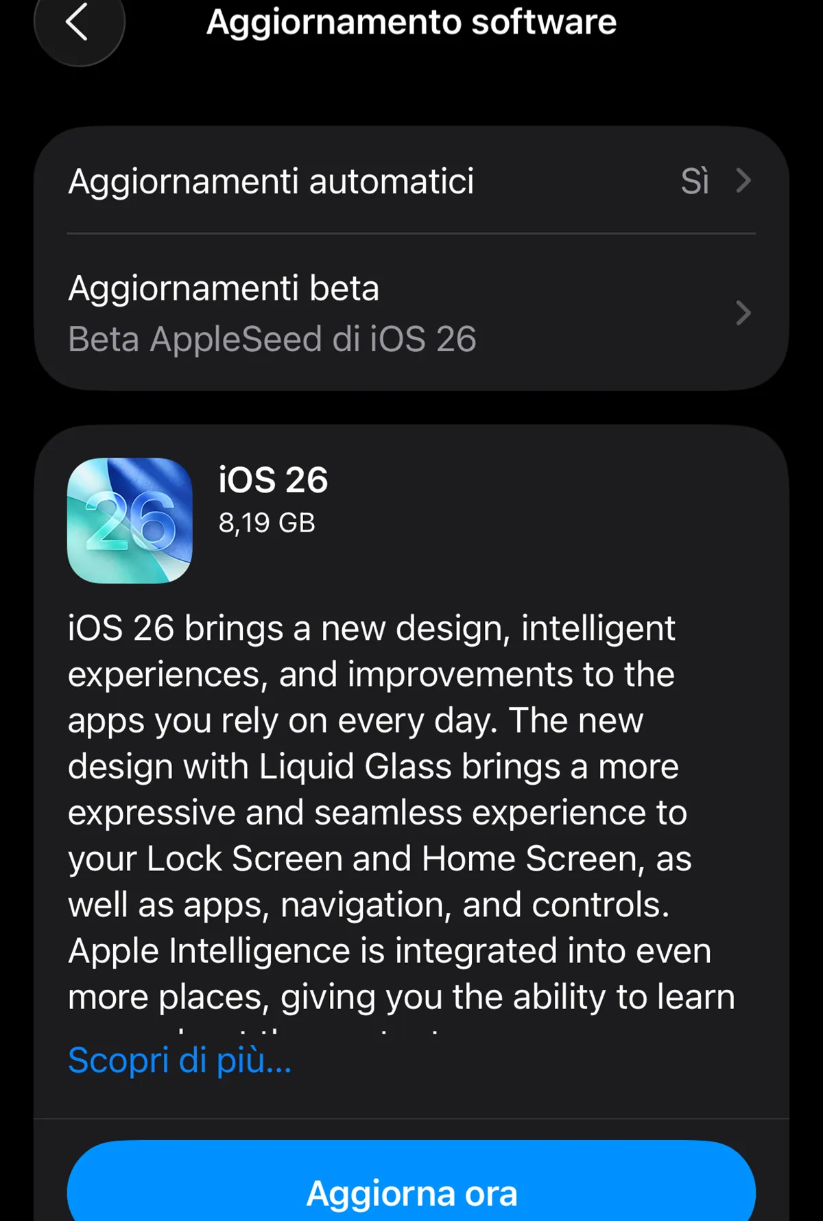 Nona beta di iOS 26, iPadOS 26 e macOS Tahoe agli sviluppatori - macitynet.it Nona beta di iOS 26, iPadOS 26 e macOS Tahoe agli sviluppatori - macitynet.it